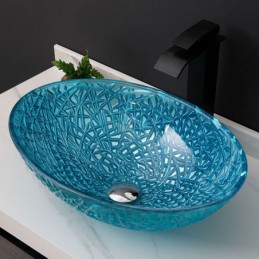 Pia de vaso de arte oval em...