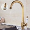 Torneira de pia de cozinha retrô latão 360 隆茫 torneira de alavanca fria de alça única giratória bronze vintage antigo